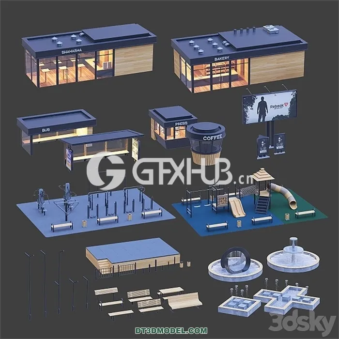 Architecture – Building – Set of elements of urban style