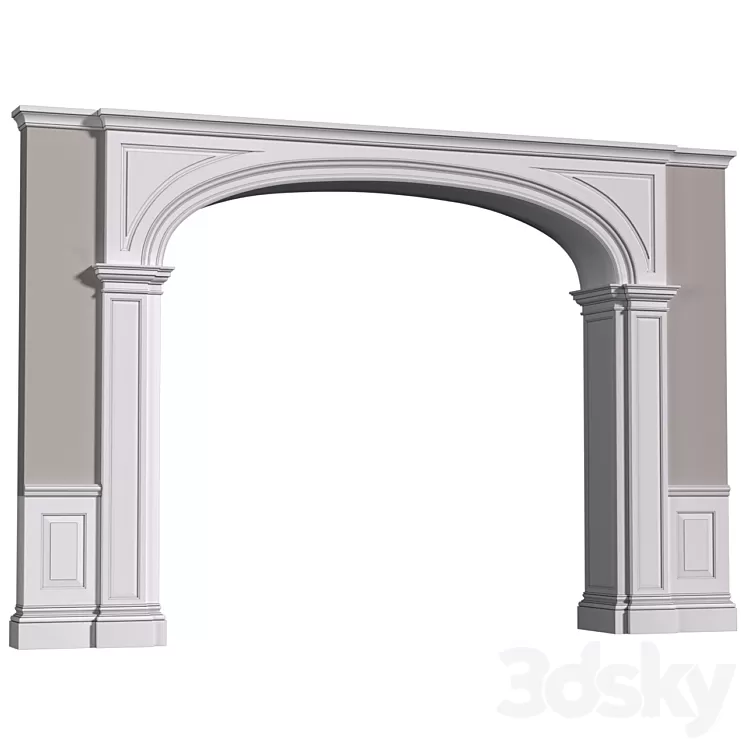 Archway in classic style. Arched interior doorway in a classic style.Traditional Interior Arched Doorway Opening.Entryway Wall Paneling 3D Model Free Download