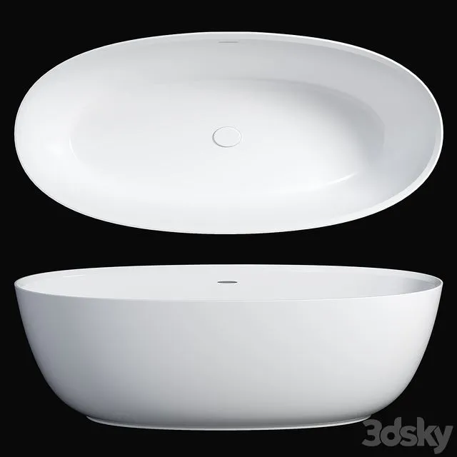 Arezzo 1700 x 800 Matt White Solid Stone Modern Double Ended Bath 3D Model