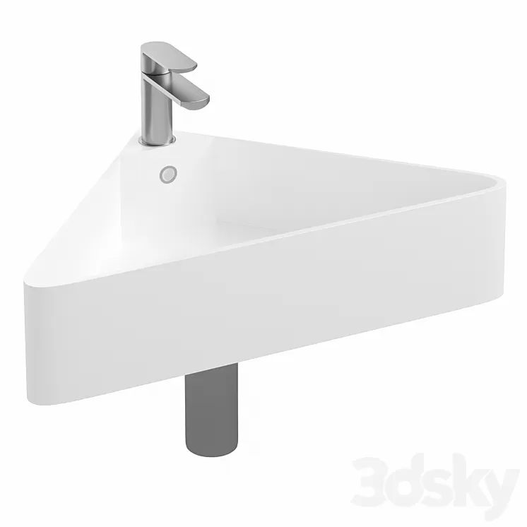 3DSKY Arezzo Corner Cloakroom Basin 1TH Gloss White 3D Model