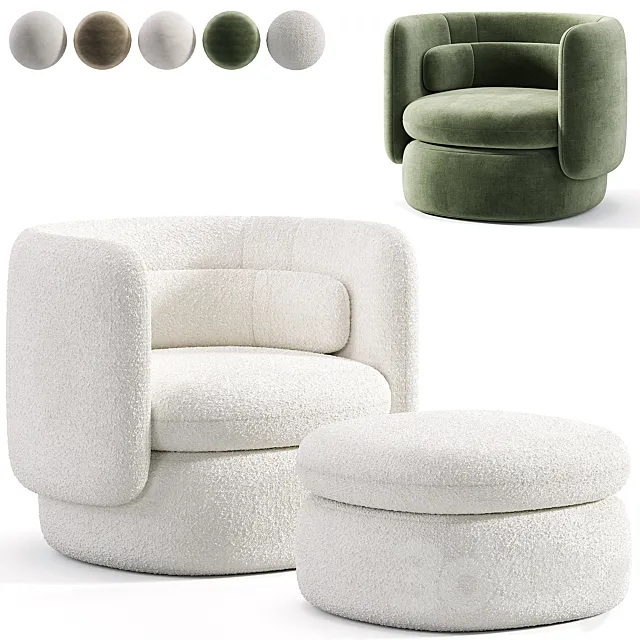 Aria 3 seater flannette armchair 3D Model Aria 3 seater flannette armchair 3D Model