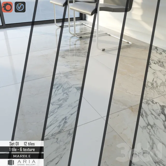 Aria stone Gallery Set 01 3D Model Aria stone Gallery Set 01 3D Model