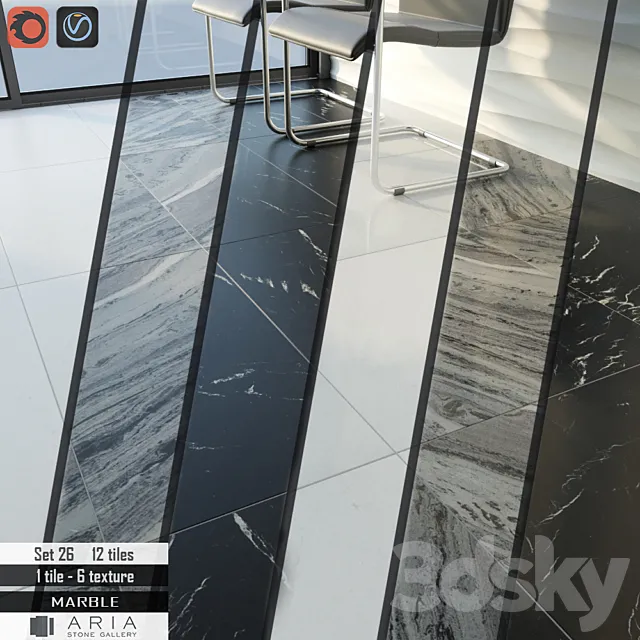 Aria stone Gallery Set 26 3D Model Aria stone Gallery Set 26 3D Model