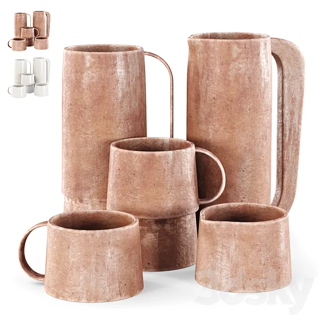 Arita Houen Ceramic Mugs _ Set of ceramic mugs 3D Model