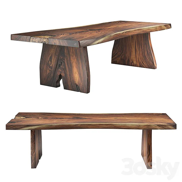 Arka Living – Houston Live Edge Solid Wood Table 3D Model Free Download