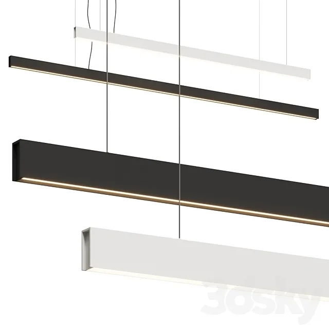Arkoslight Line Suspension Direct & Indirect Pendant Lamps 3D Model Arkoslight Line Suspension Direct & Indirect Pendant Lamps 3D Model