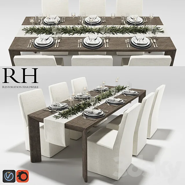 Arles Dining Set 3D Model Arles Dining Set 3D Model