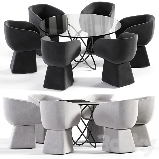 Armada chair and Molecular Black Table 3D Model Armada chair and Molecular Black Table 3D Model