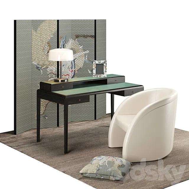 armani casa desk set 3D Model armani casa desk set 3D Model