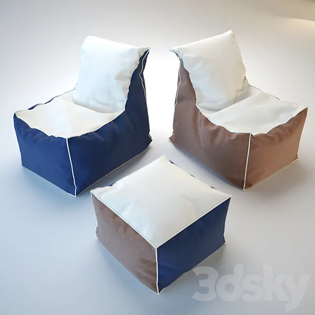 Armchair _ Pouf 3D Model Armchair _ Pouf 3D Model