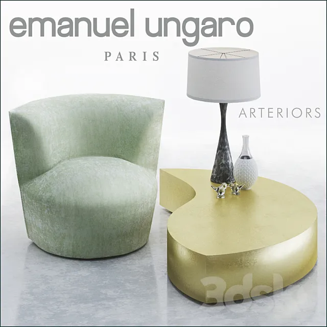 Armchair and coffe table Emanuel Ungaro 3D Model