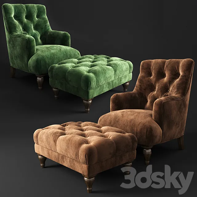 Armchair and pouf Estetica Florence 3DModel Armchair and pouf Estetica Florence 3DModel