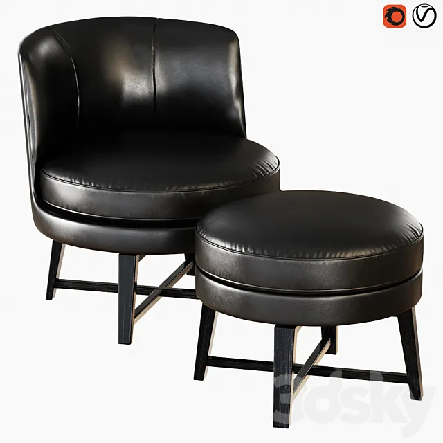 Armchair and pouf Flexform Feel Good 3D Model