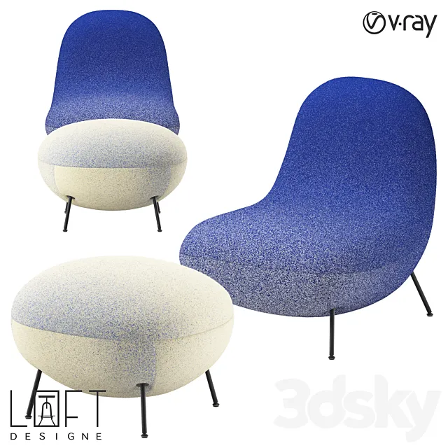 Armchair and pouf LoftDesigne 38167 model 3D Model Armchair and pouf LoftDesigne 38167 model 3D Model