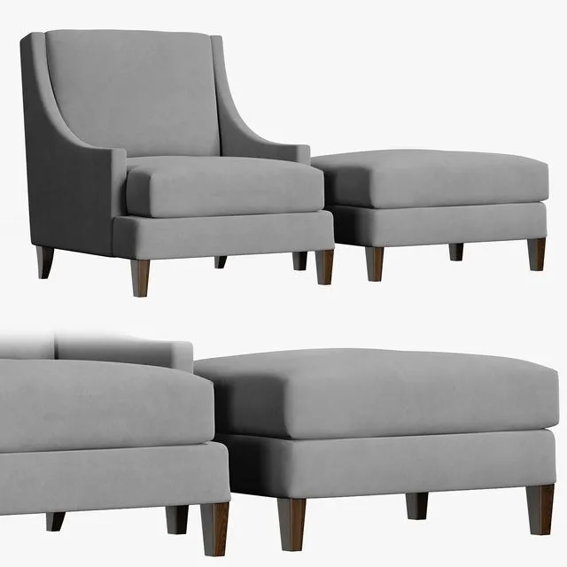 Armchair and pouf Manhattan from Jamni 3D Model Armchair and pouf Manhattan from Jamni 3D Model