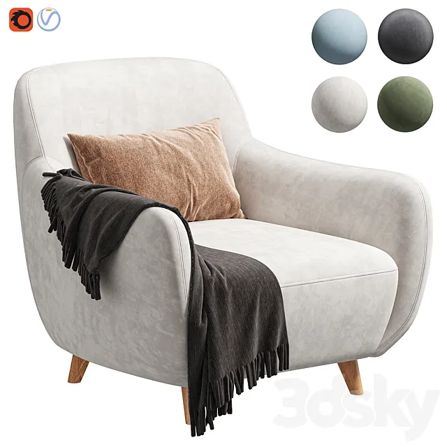 Armchair Ansil Happy Light 3D Model Armchair Ansil Happy Light 3D Model