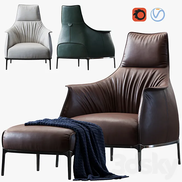 Armchair Archibald A by Poltrona Frau 3D Model