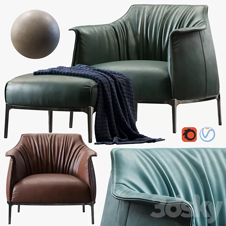 Armchair Archibald by Poltrona Frau 3D Model Free Download