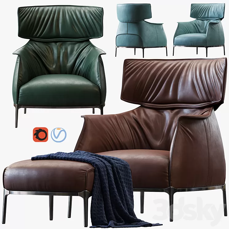 Armchair Archibald King by Poltrona Frau 3D Model Free Download