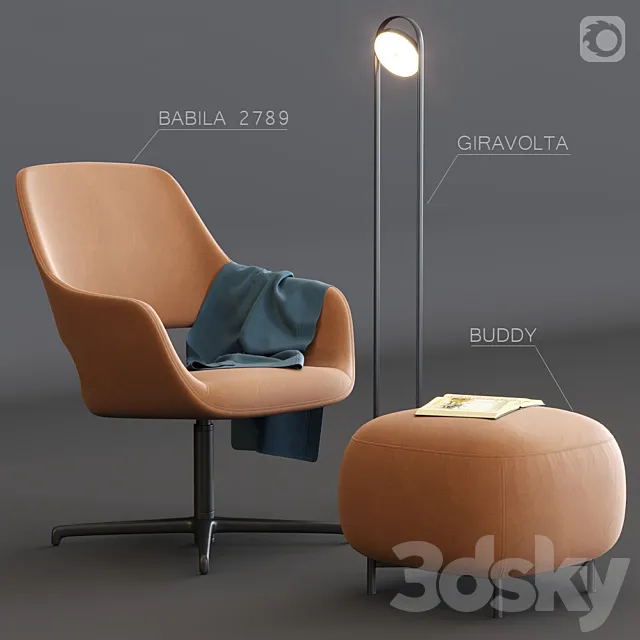 Armchair Babila 2789 3D Model Armchair Babila 2789 3D Model