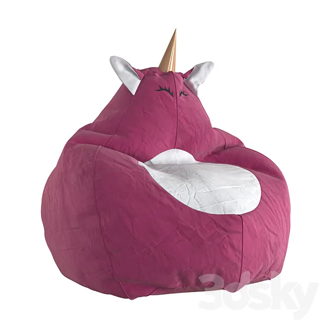 Armchair Bag Unicorn Pink 3D Model Armchair Bag Unicorn Pink 3D Model