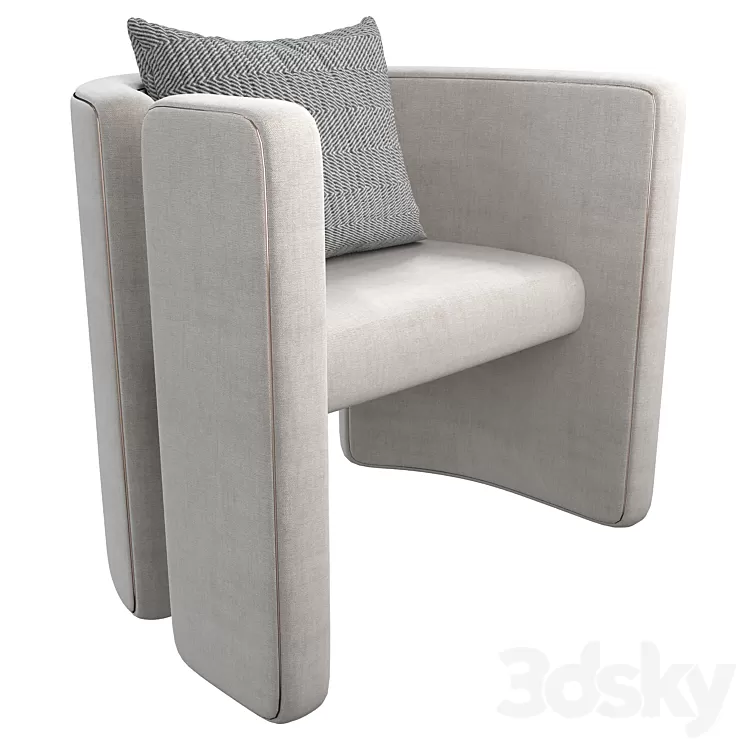 Armchair Con S34 white 3D Model Free Download