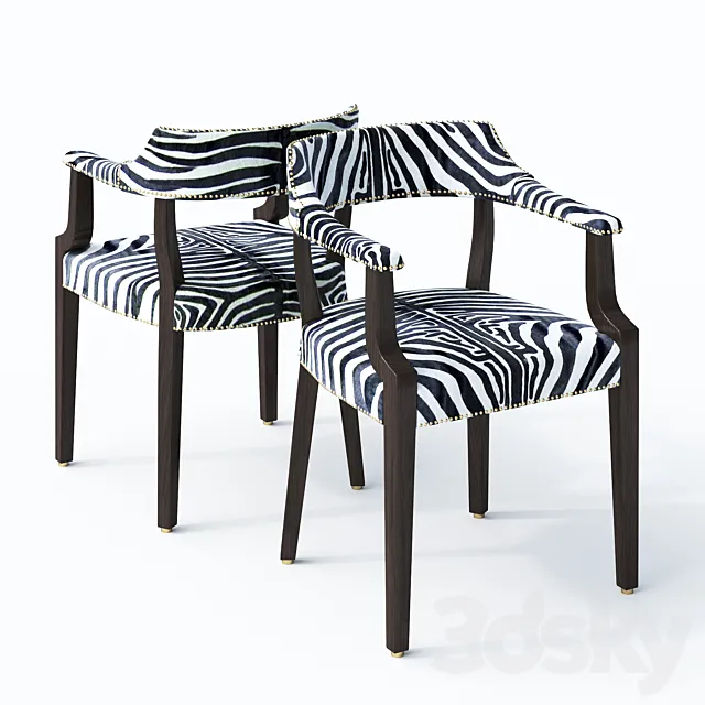 Armchair England style Zebra 3D Model