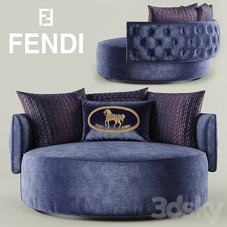 Armchair Fendi Casa Efea Capitonne 3D Model Armchair Fendi Casa Efea Capitonne 3D Model