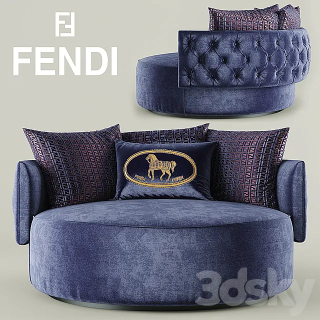 Armchair Fendi Casa Efea Capitonne 3DModel