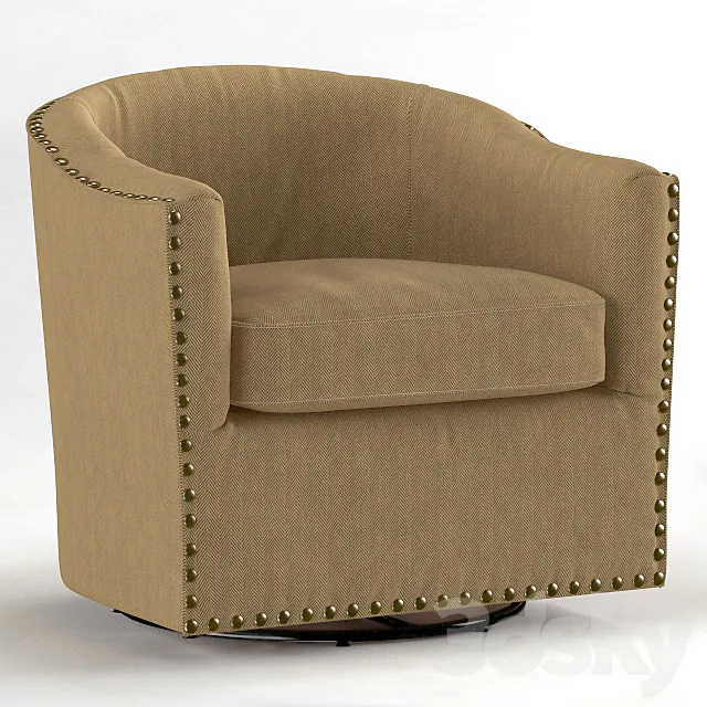 Armchair Harlow Upholstered Swivel Armchair. Pottery Barn 3D Model