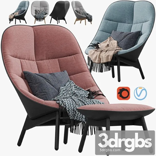 Armchair HAY Uchiwa Lounge Quilted 3D Model Download