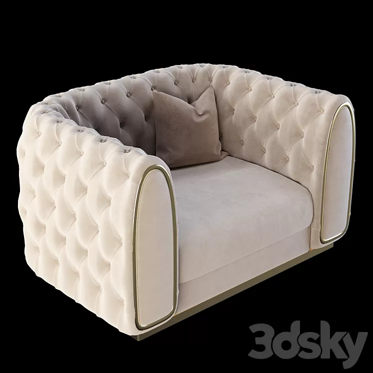 Armchair Homary Luxury Velvet Chesterfield Sofa 3D Model Free Download