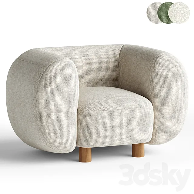 Armchair Londi Cozy Ivory 3D Model Armchair Londi Cozy Ivory 3D Model