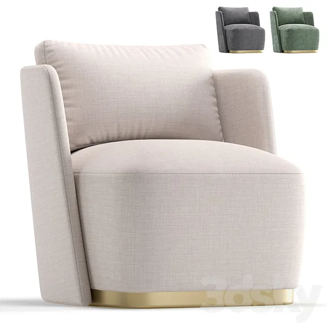 Armchair MACQUEEN by Cazarina Interiors 3 Colors Version 3D Model