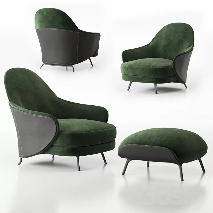 Armchair minotti angie 3D Model