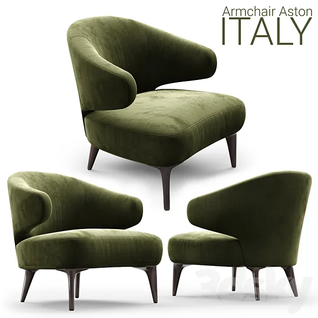 Armchair Minotti Aston 1 OLIVE 3D Model Armchair Minotti Aston 1 OLIVE 3D Model