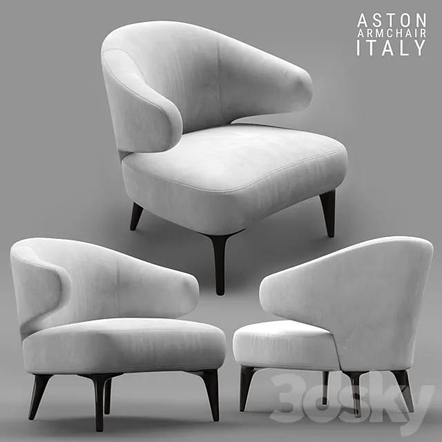 Armchair Minotti Aston White 3D Model Armchair Minotti Aston White 3D Model