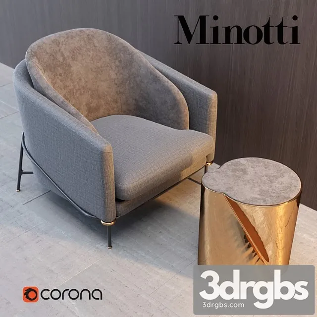 Armchair Minotti Fil Noir 2 3D Model Download