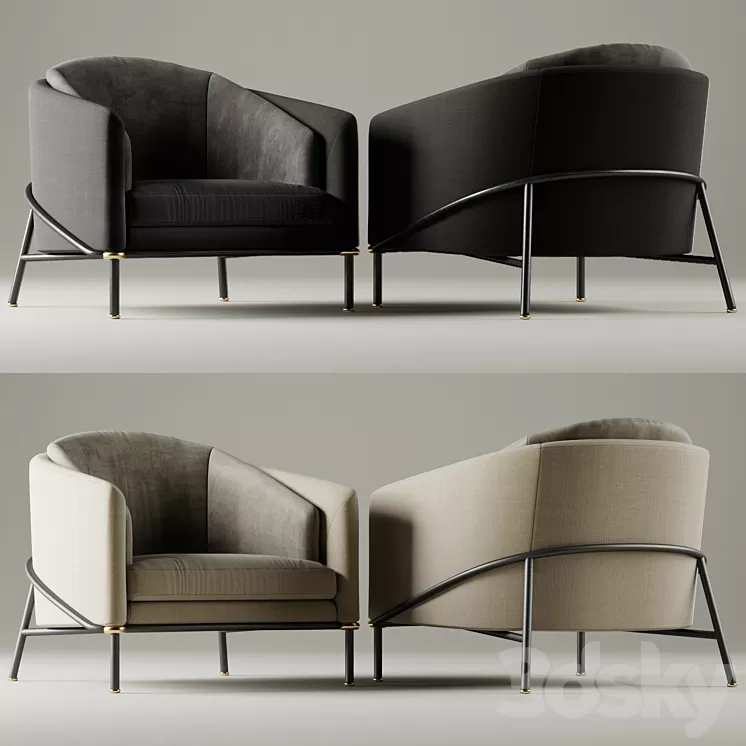 Armchair Minotti Fil noir 3D Model