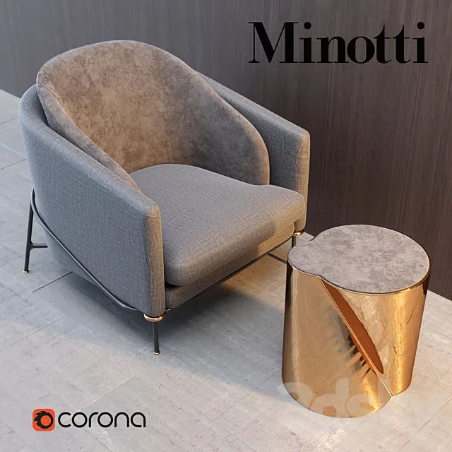 Armchair Minotti Fil Noir 3DModel