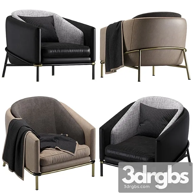 Armchair minotti fil noir leather 3D Model Download