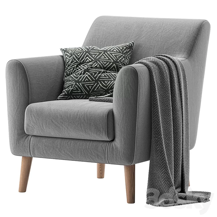 Armchair Odens Sherst Grey 3D Model Armchair Odens Sherst Grey 3D Model