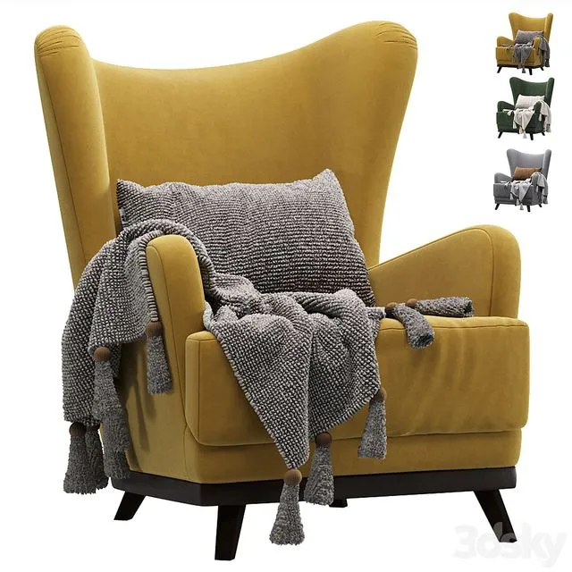 Armchair Oxford Velvet Yellow Armchair Oxford Velvet Emerald 3D Model Armchair Oxford Velvet Yellow Armchair Oxford Velvet Emerald 3D Model