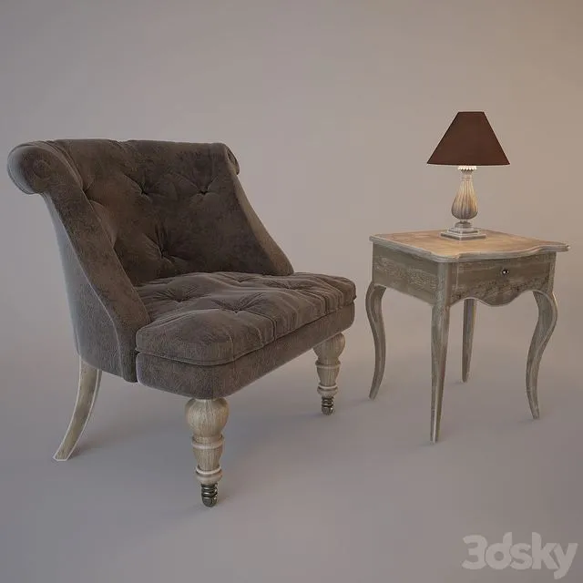 Armchair plus prikrovatnіy table artichoke 3D Model