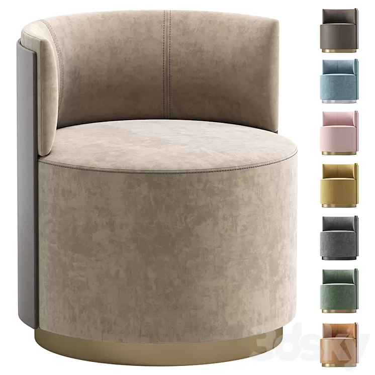 Armchair Poltrona Clubby Frag Velvet and Leather 3D Model Armchair Poltrona Clubby Frag Velvet and Leather 3D Model