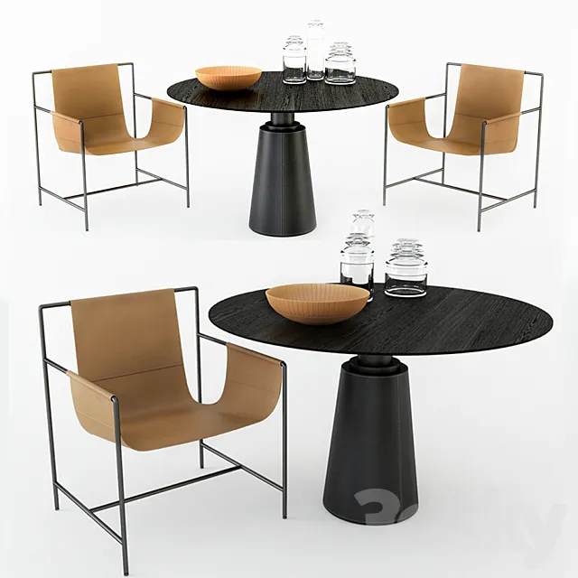 Armchair POLTRONA FRAU MING’S HEART Table POLTRONA FRAU MESA DUE 3D Model Armchair POLTRONA FRAU MING’S HEART Table POLTRONA FRAU MESA DUE 3D Model