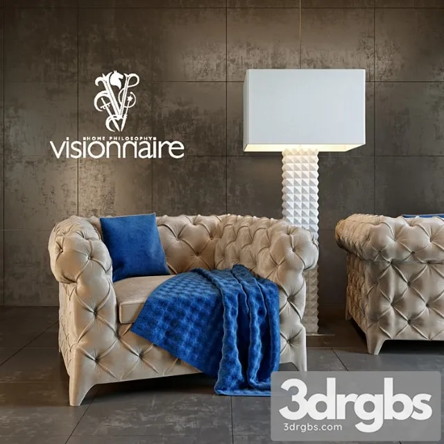 Armchair prince albert & floor lamp teli 3D Model Download