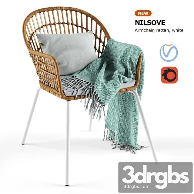 Armchair rattan nilsove ikea 2 3D Model Download