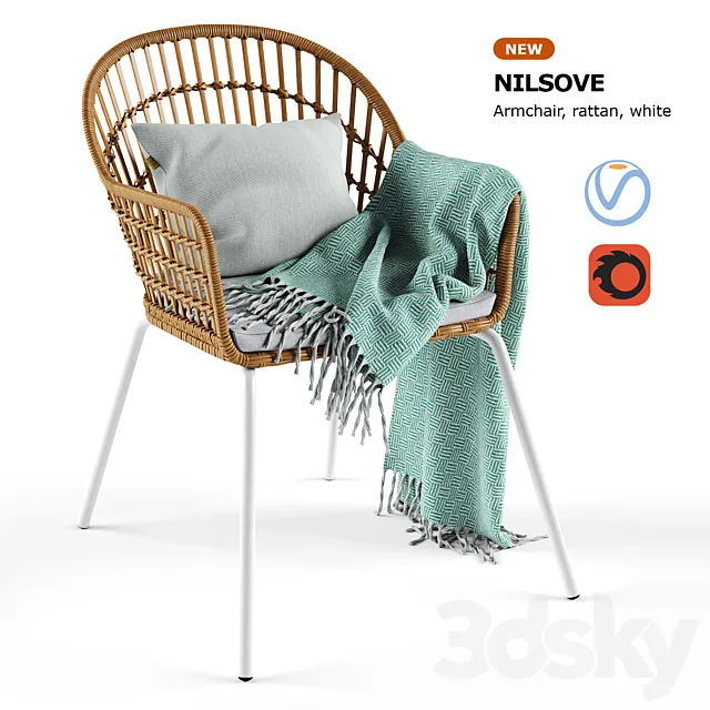 Armchair Rattan Nilsove Ikea 3D Model