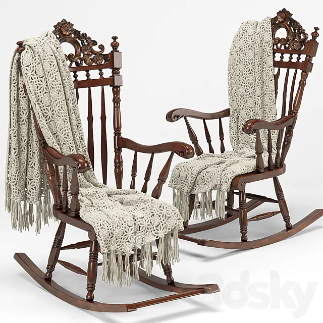 Armchair – rocking chair plaid 3D Model
